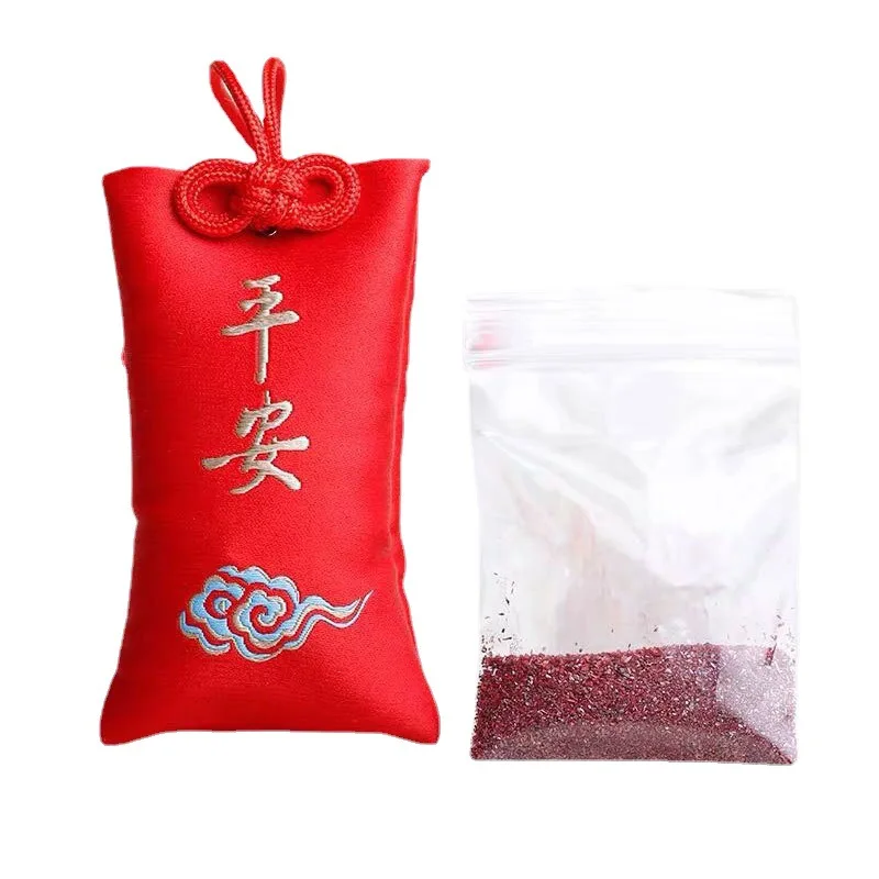 

Cinnabar Female Benmingnian Sachet Natural Cinnabar Original Stone Powder Blessing Bag Pendant Male Amulet