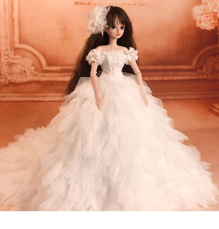 60 см Bjd Кукольное платье أرخخغغغغغغ белое кружевное свадебное 1/3 1/4 Одежда для