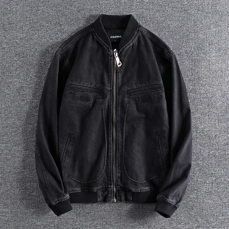 

denim 2023 Autumn jacket simple micro elastic men's fashion slim fit versatile European and American men's Baseball Jacket 0534