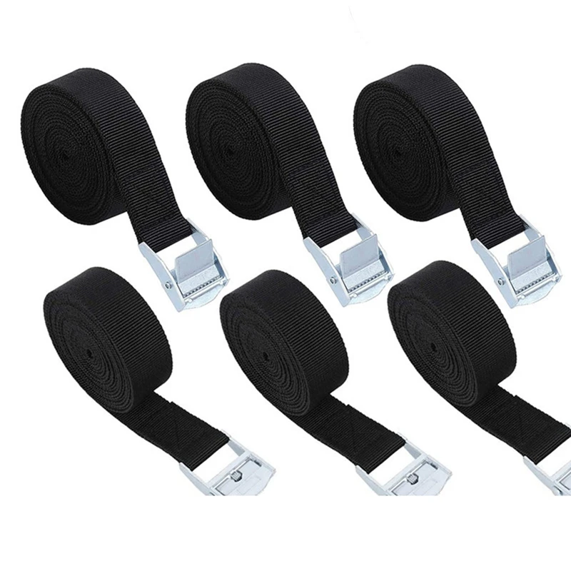 

6PCS 2.5M Cargo Straps With Fastening Buckle For Car Roof Rack Bike Luggage Kayak Cargo Tie Down Strong Ratchet Belt