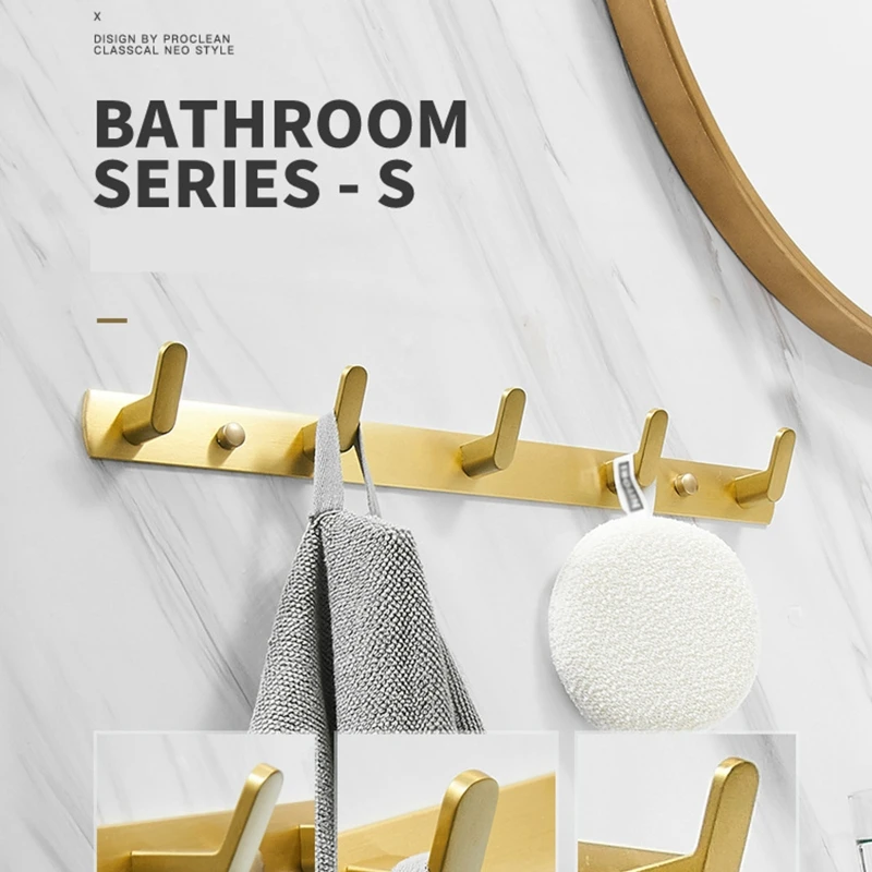 

1 Pc Entryway Key Hooks Gold Brushed Hat Hanger Wall Mounted Robe Holder Home Multi-purpose Key Hooks Strong Bearing Capacity