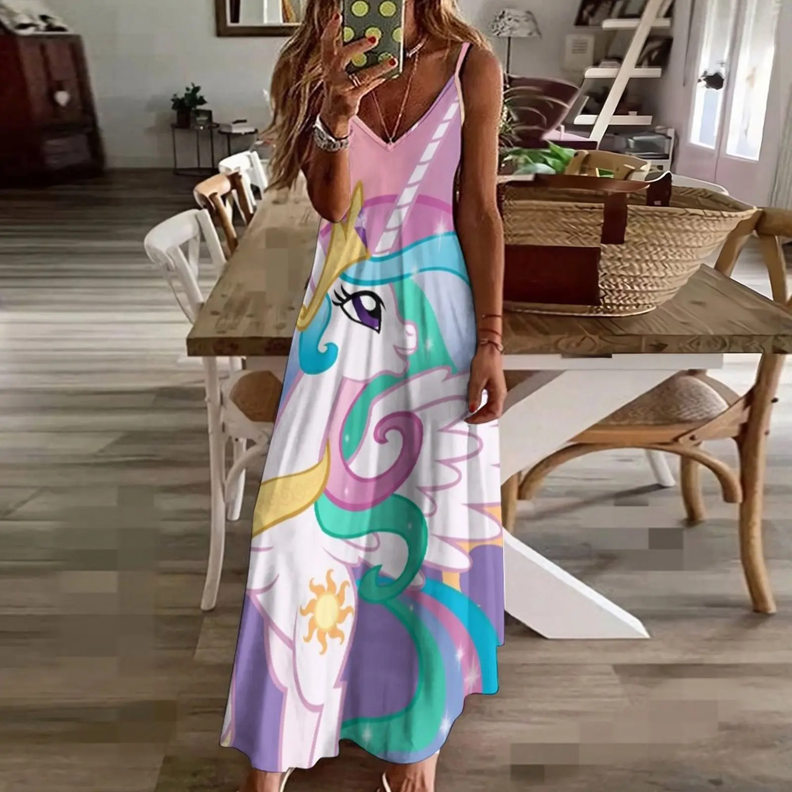 Длинное платье принцессы Celestia без рукавов женская одежда тренд 2025 для женщин