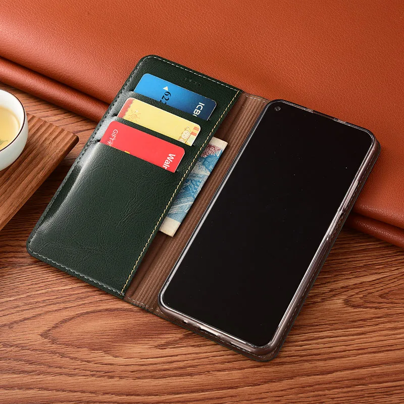 

Crazy Horse Genuine Leather Magnetic Flip Cover For OPPO A52 A53 A53s A55 A72 A73 A8 A91 A92 A92S A97 Cases Wallet