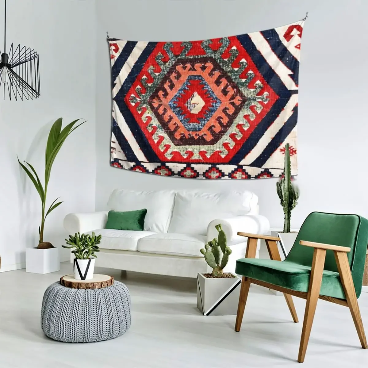 Hotamis Konya Центральный Анатолийский Фрагмент Kilim Гобелен с принтом Настенный ковер