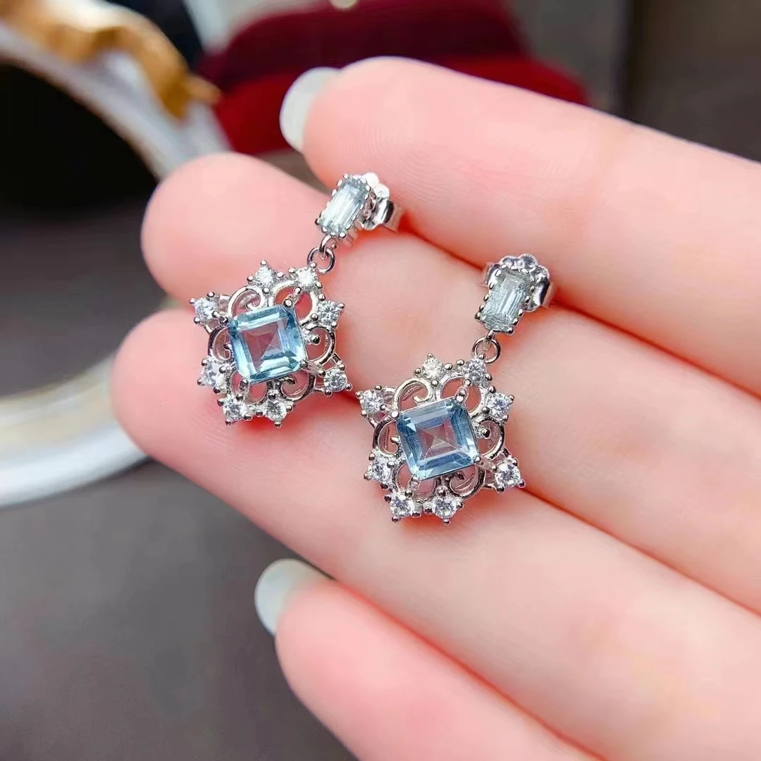 

Женские серьги из серебра 925 пробы с натуральным топазом и аметистом