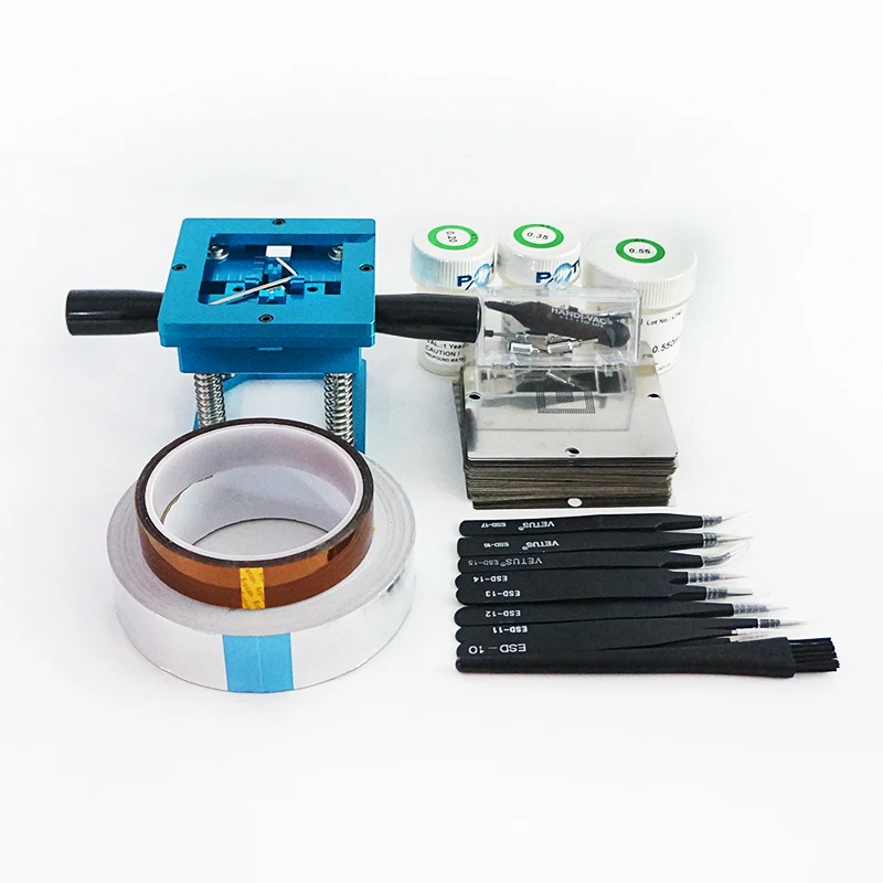 

Набор для реболлинга Blue BGA 90*90 мм, шаблон станции для реболлинга BGA для ноутбука, Gameconsole 230 штук трафарет, вспомогательная паяльная паста