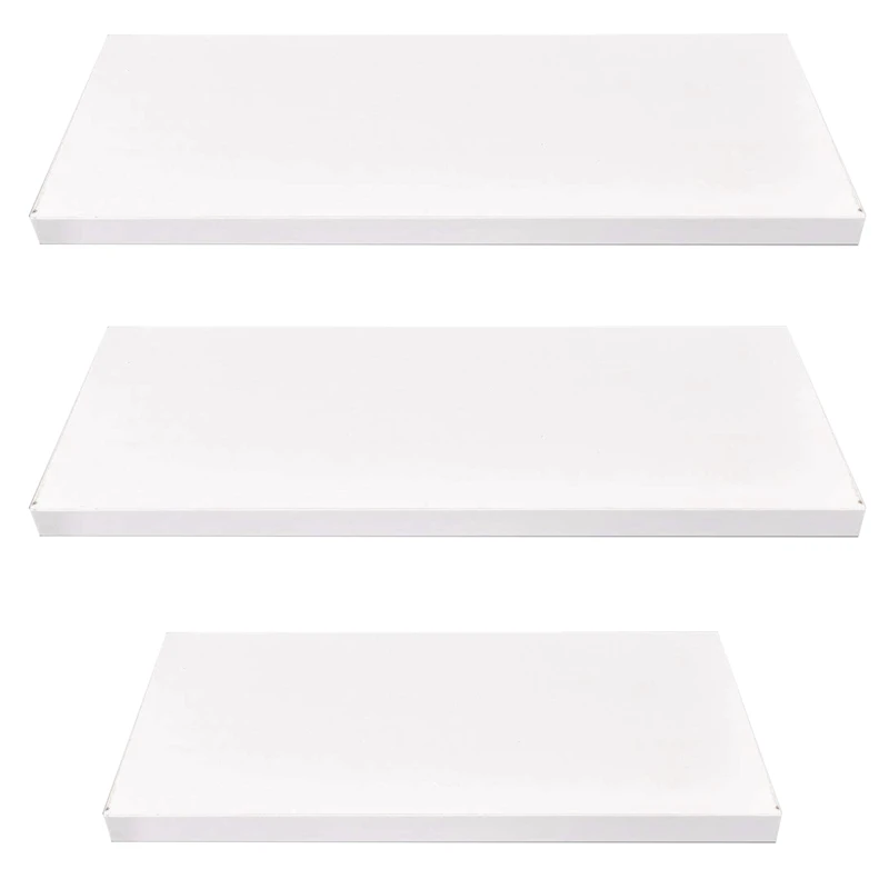 

White Floating Shelves Wall Mounted Set Of 3, Wood Wall Shelves Decoration For Bathroom Bedroom Kitchen Farmhouse Office