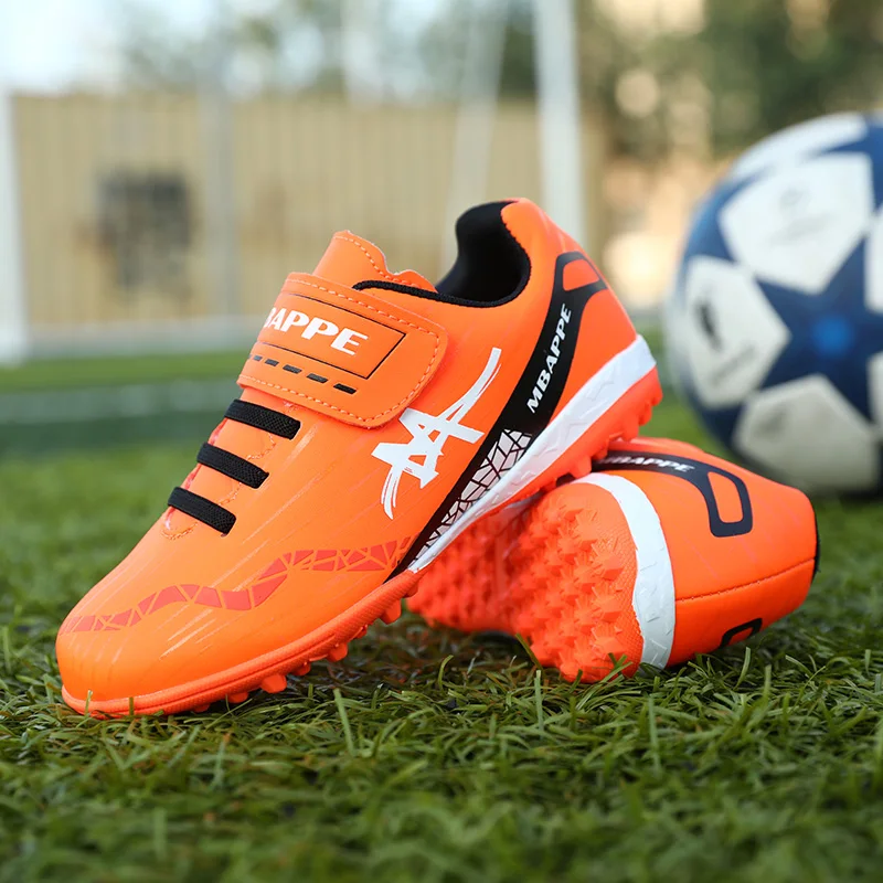 

Детские футбольные бутсы на липучке, легкие противоскользящие футбольные бутсы TF, противоударные износостойкие кроссовки