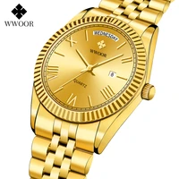 wwoor new luxury gold men watch 2022 top brand stainless steel waterproof date wrist watch mens quartz clock watch montre homme