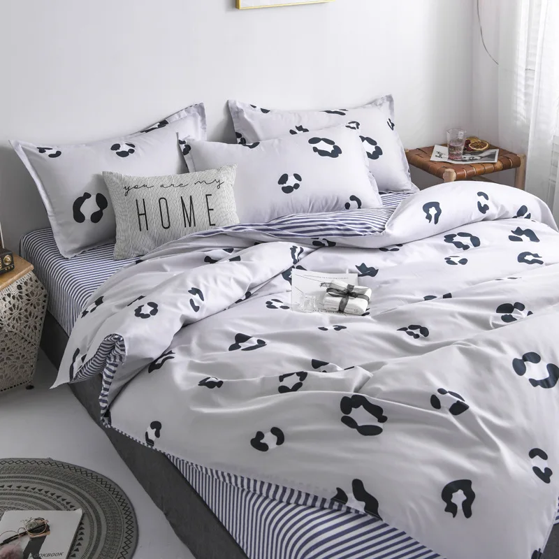 Grey Leopard Print Bedding Set Nordic Double Twin Bedspread Duvet Cover Set Home Decor Bed Linen Set Bedclothes Adult Bedding