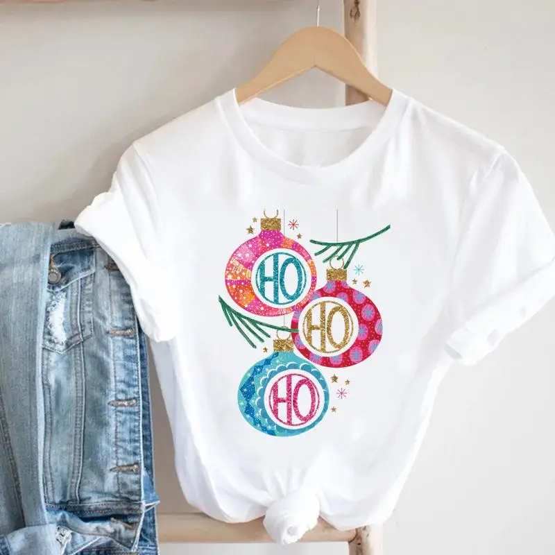 

2022 симпатичная Праздничная Женская Новогодняя модная Рождественская Веселая Праздничная трендовая мультяшная футболка футболки с графич...