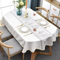 high quality cotton linen table cloth white lace selvage waterproof christmas tree hotel wedding dining room table cloth cover