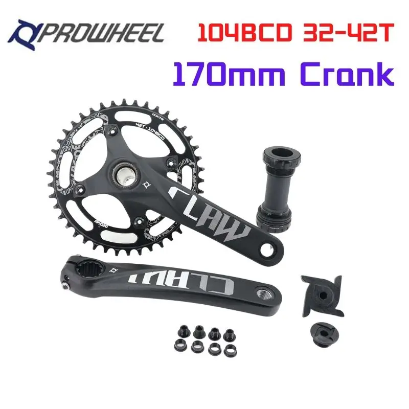 

Велосипедный кривошипный комплект PROWHEEL 104BCD 32-42T, 170 мм, кривошипник для горного велосипеда с BB 1/2x1 0/11 скоростная Звездочка из алюминиевого сп...