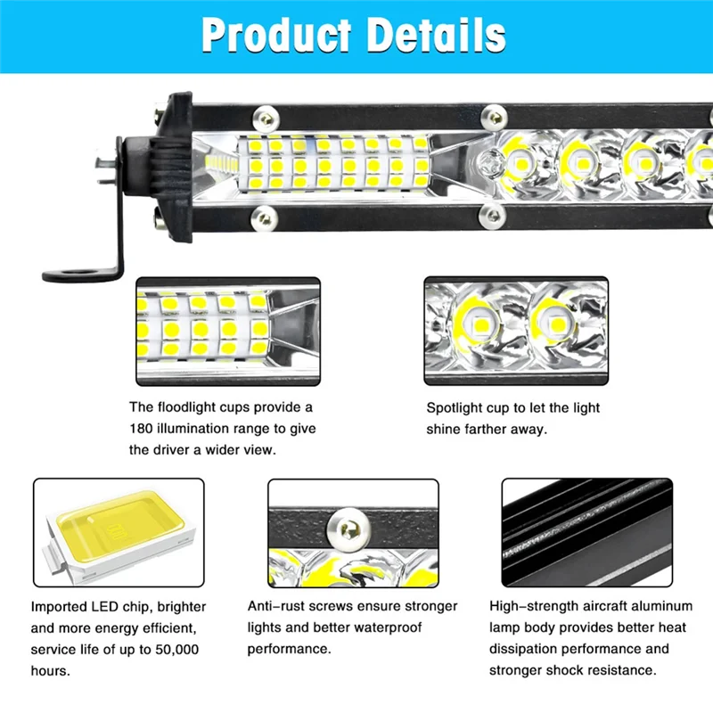 Светодиодная панель Spot Flood Combo Beam Тонкий однорядный светодиодный фонарь дальнего