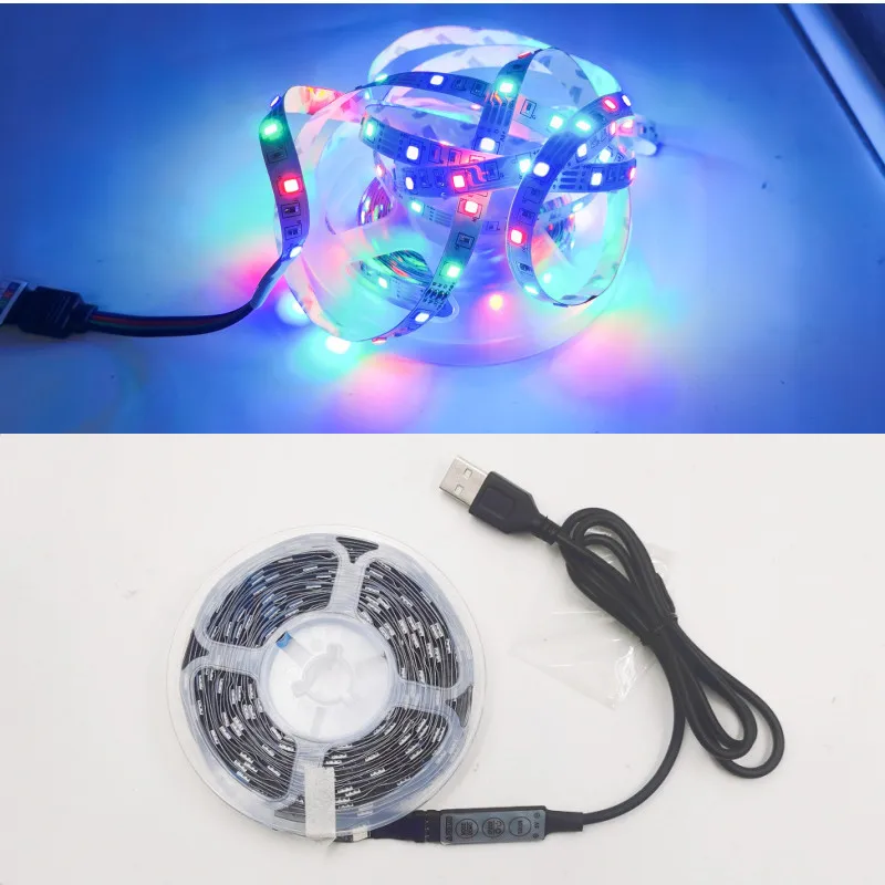 

Светодиодная лента RGB 2835 Гибкая лампа Лента Диод USB-кабель 3-х клавиш управления DC5V 1M 2M 3M 4M 5M Настольный экран ТВ Фоновое освещение