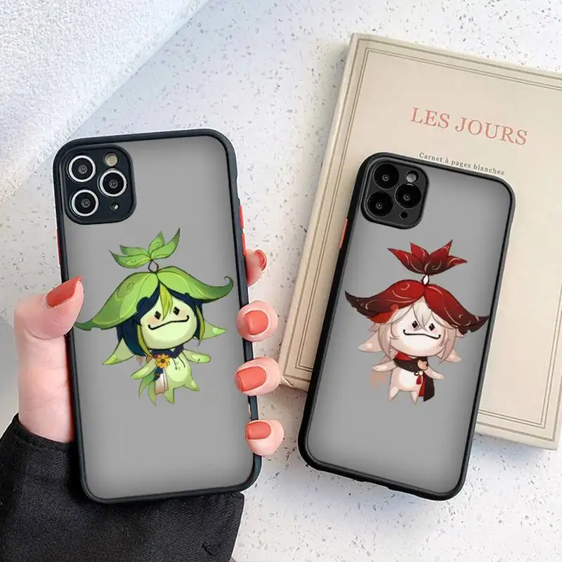 

Genshin Impact cute cartoon doll Phone Case matte transparent For iphone 14 11 12 13 plus mini x xs xr pro max