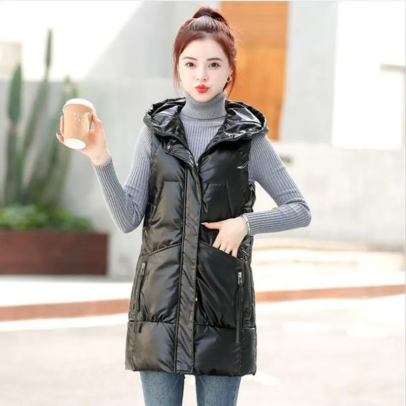 

Новинка 2022, зимний женский жилет, Женское пальто, Длинная тонкая модная женская осенняя куртка, теплая верхняя одежда с капюшоном