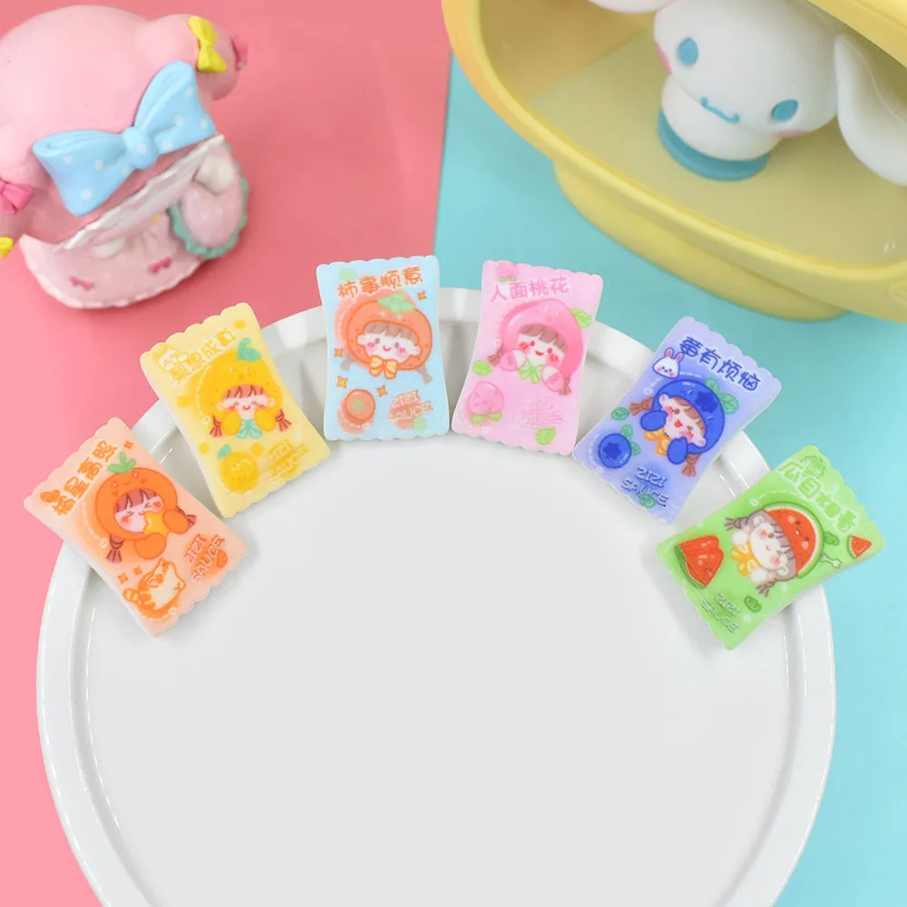 

10pcs Mini Resin Cartoon Candy Fake Food Cabochon Embellishments Diy Flatback Charm Scrapbooking Materials Dollhouse Miniatures