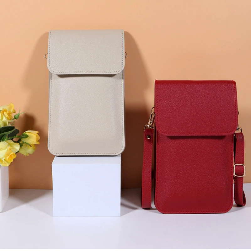 Модные ранцы для сенсорного экрана женщин однотонный кожаный кошелек Дамская