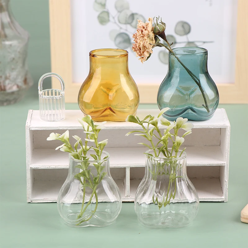 1:12 миниатюрная стеклянная ваза для кукольного домика имитация ягодиц полосатая