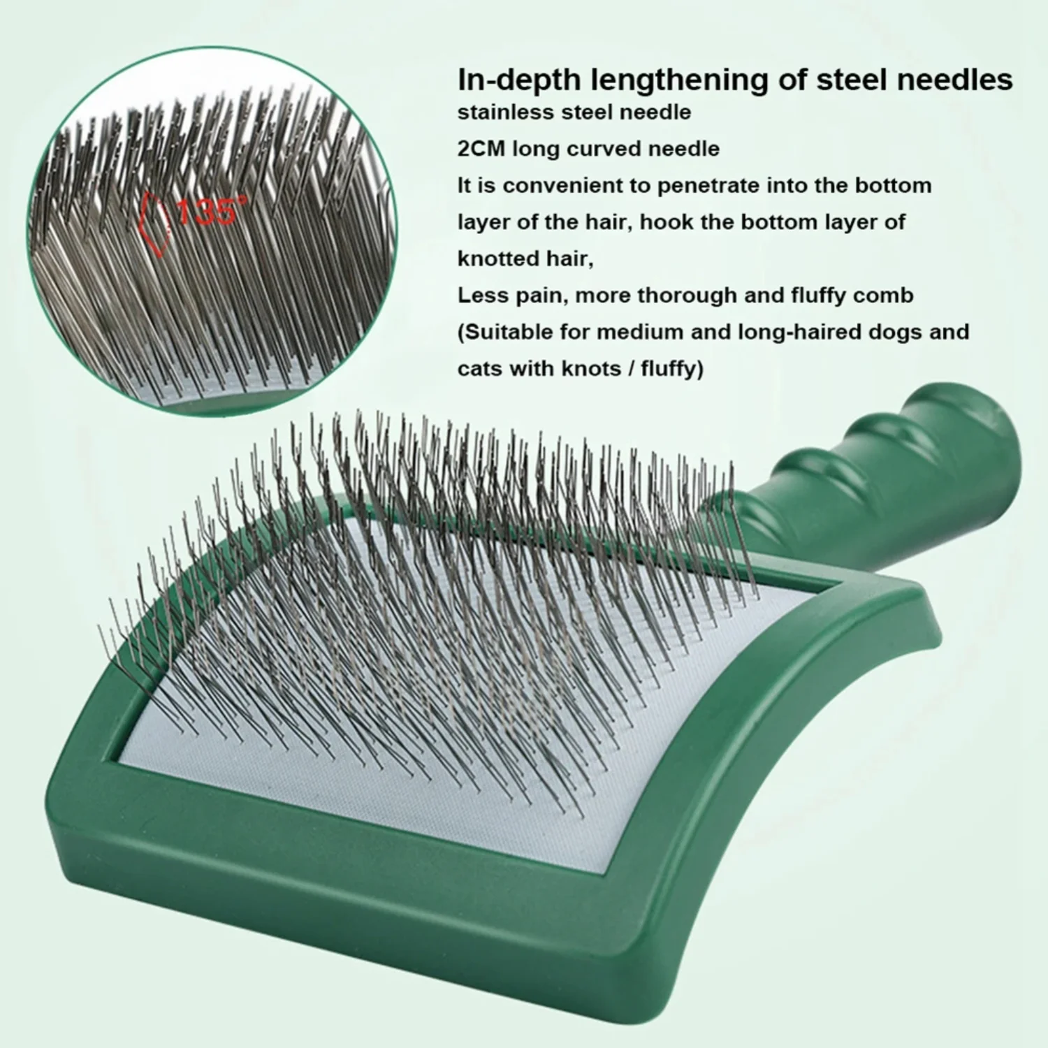 Long Pin Slicker Brush Large Dog Matted Hair Grooming Wire Pets Shedding Mats Cats Deshedding and loose