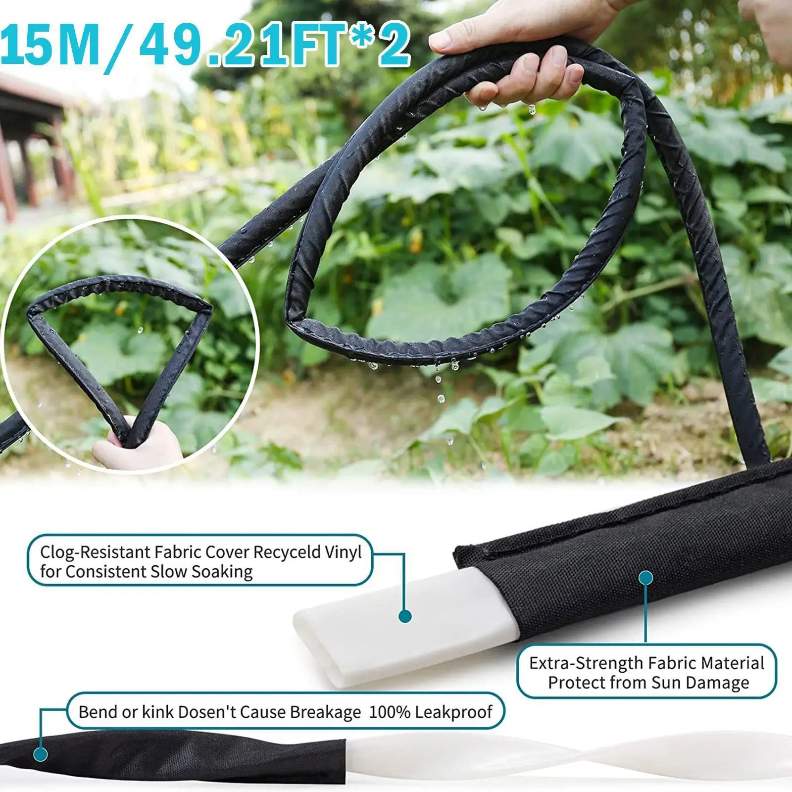 

Garden Soaker Watering Hose 15m Porous Irrigation Tubing Connectors Permeable Additional W/ Pipe Hose Hose D3Z0