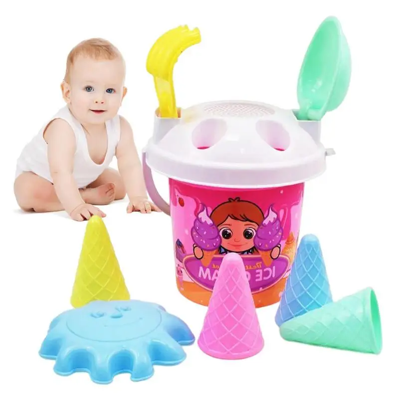 

9pcs Toddler Sand Toys Beach Toys Set Travel Sand Bucket And Shovels Set With Mesh Bag And Sand Molds For Kids And Toddlers