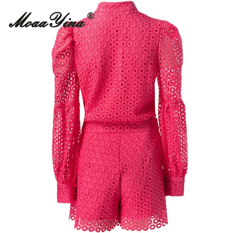 Модный дизайнерский комплект MoaaYina из двух предметов однотонные ажурные женские