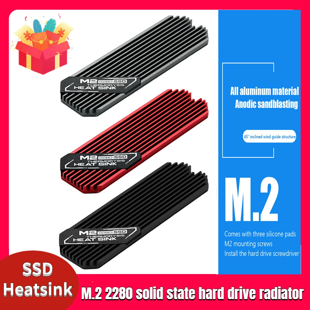 

M.2 SSD Heat Sink M2 2280 Solid State Hard Disk Aluminum Heatsink Cooler Cooling Vest Thermal Pad for PCIE NVME NGFF 2280 SSD