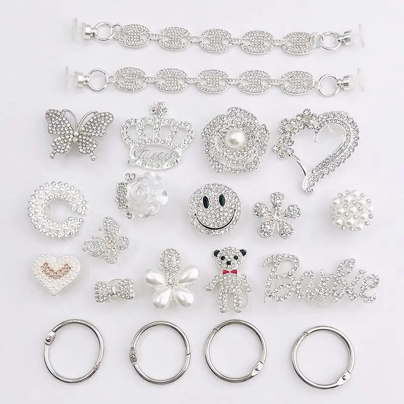 DIY Pearl Rhinestone Croc Charms Luxury Croc Decorations Sandals Shoes Accessory Set Metal Slippers Adornment Jeweled Charm Gift