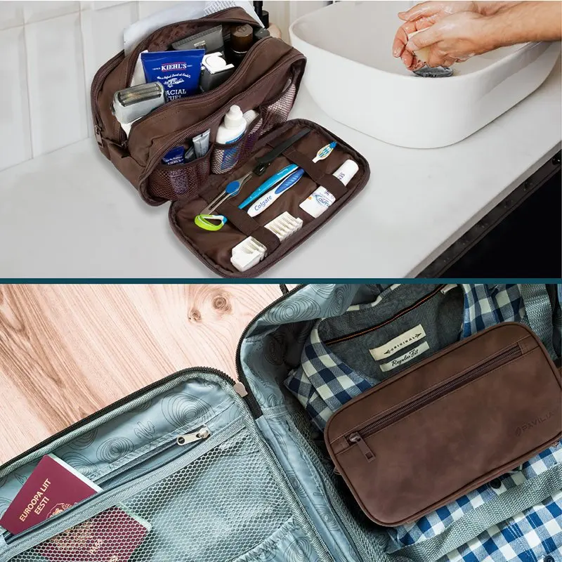 Toiletry Bag for Men, Travel Toiletries Bag | Water-resistant Dopp Kit, PU  Shaving Bag Organizer for Toiletry Accessories, Cosm
