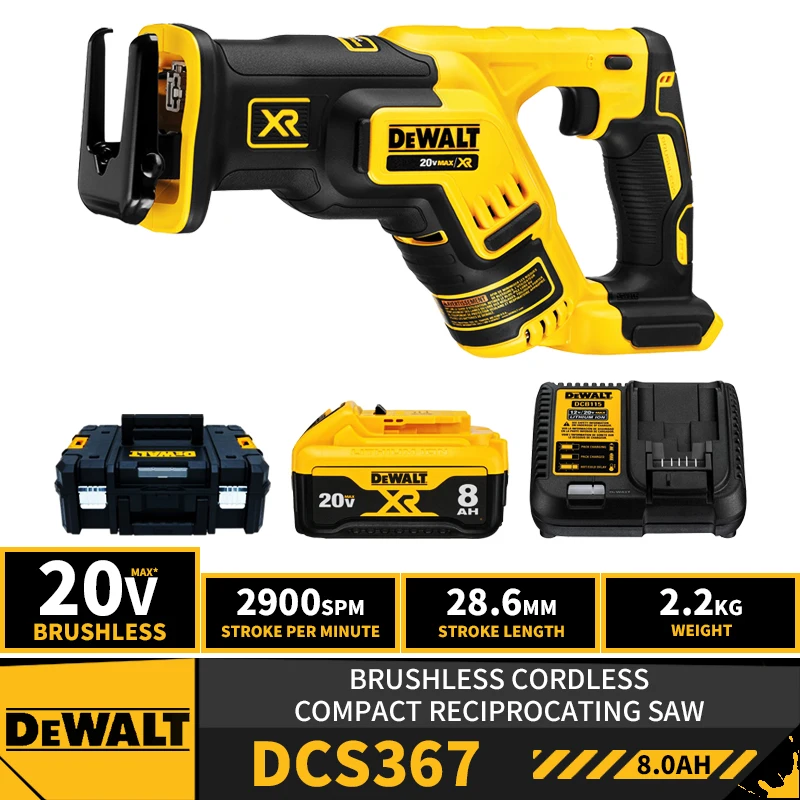 

DEWALT DCS367 Brushless Cordless Compact Reciprocating Saw 20V Lithium Power Tools 2900SPM With Battery Charger