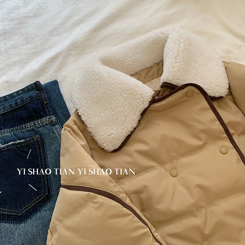 Новинка зимы 2022 кожаная Роскошная меховая пуховая короткая куртка с принтом для