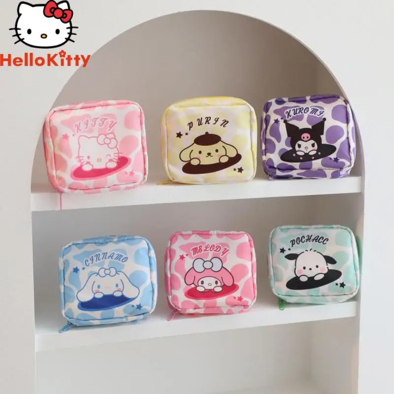 

Sanrio Zebra Pattern Series Girls' Sanitary Napkin Storage Bag Kawaii Cinnamoroll Storage Bag Rainbow Bear Cosmetics Storage Box
