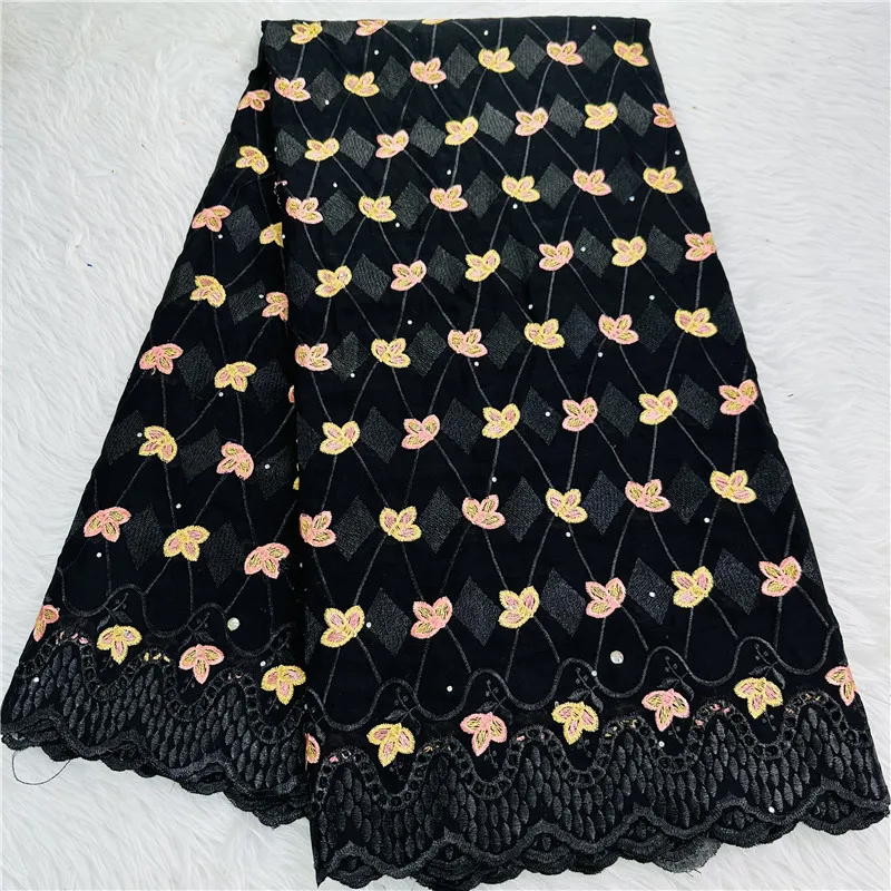 

Швейцарская Кружевная Ткань 5 ярдов, новейшая Тяжелая вышивка бисером, африканская 100% хлопчатобумажная ткань, швейцарская вуаль, кружево, популярный Дубайский стиль HL10904