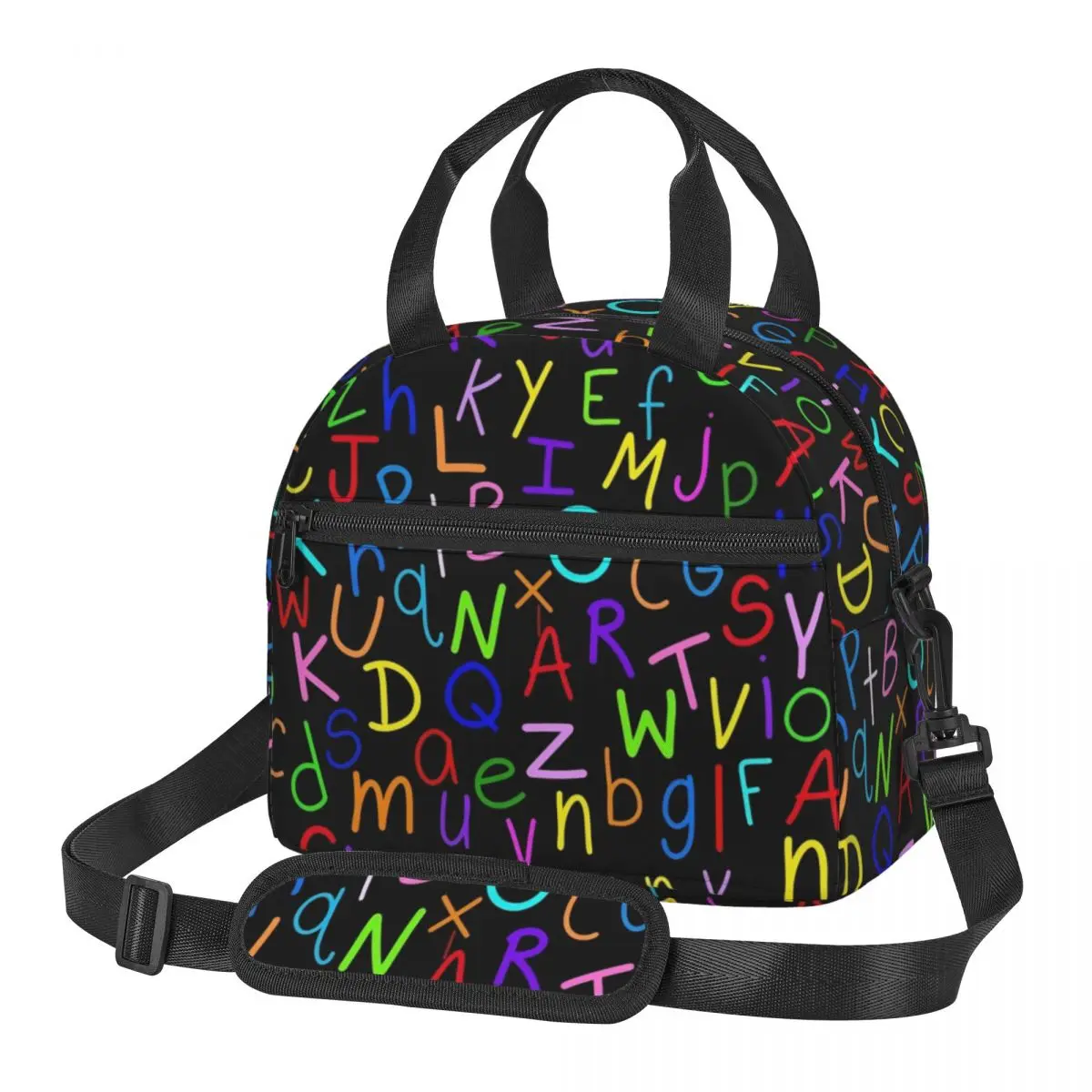 

Colorful Letter Print Lunch Bag Alphabet Soup Aesthetic Lunch Box Travel Portable Insulated Thermal Lunch Bags Custom Cooler Bag