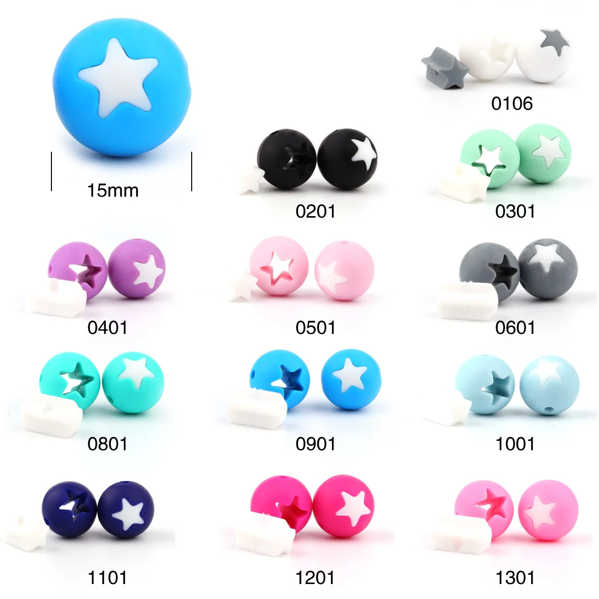 

TYRY.HU 25Pcs Creative Star Shaped Hollow Silicone Beads For Baby Necklac or Bracelet Making Food Grade Silicone Teething Toys