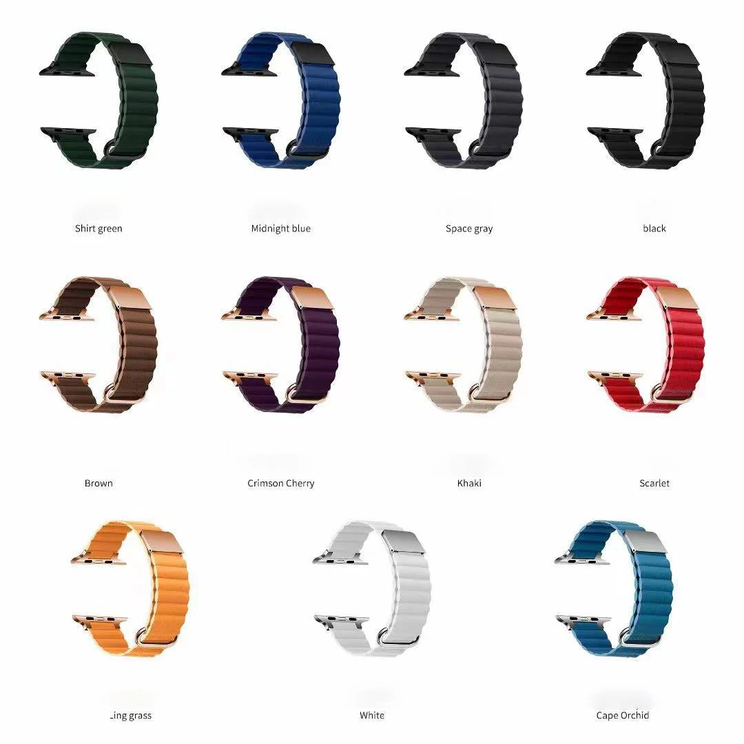 

Magnetic Loop Apple Watch Band Leather Watchbands 38mm 40mm 41mm 42mm 44mm 45mm Loop Strap For iWatch Series 1 2 3 4 5 6 7