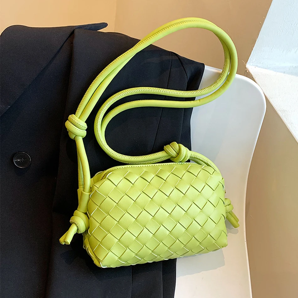 

Small Women's Weave Shoulder Messenger Bag Fall 2022 PU Leather Lady Tote Summer Luxury Brand Designer Trend Wallets and Handbag