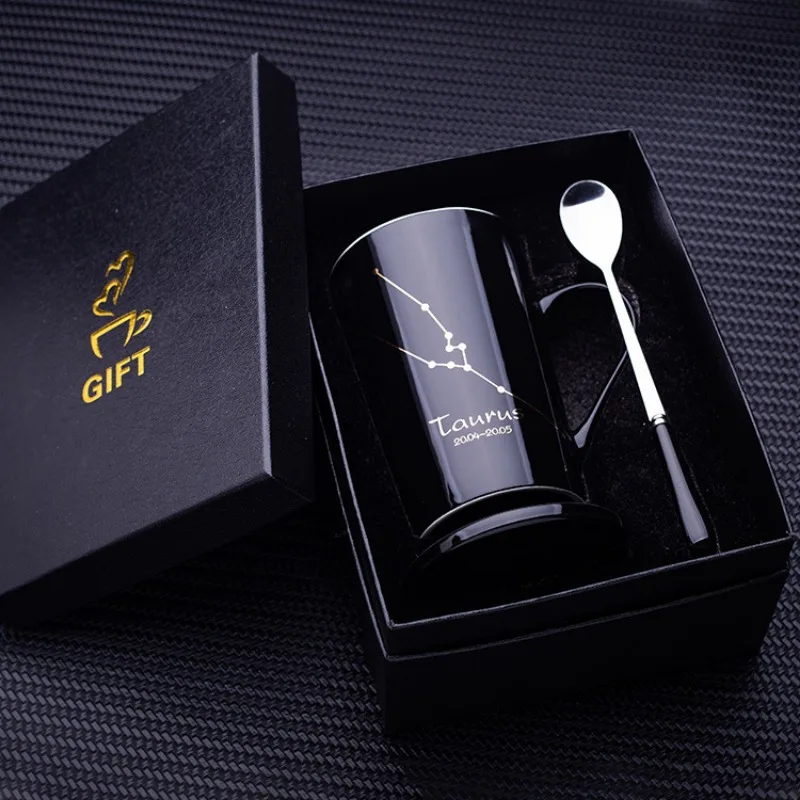 Пара керамических чашек серии двенадцать созвездий Офисная чашка с крышкой и