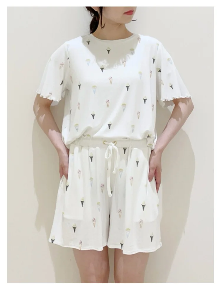 Room Wear Soft Short Sleeves Set Home Modal  Gelato Pique  Pijamas Women  Loungewear  Kawaii Clothes  Sleepwear