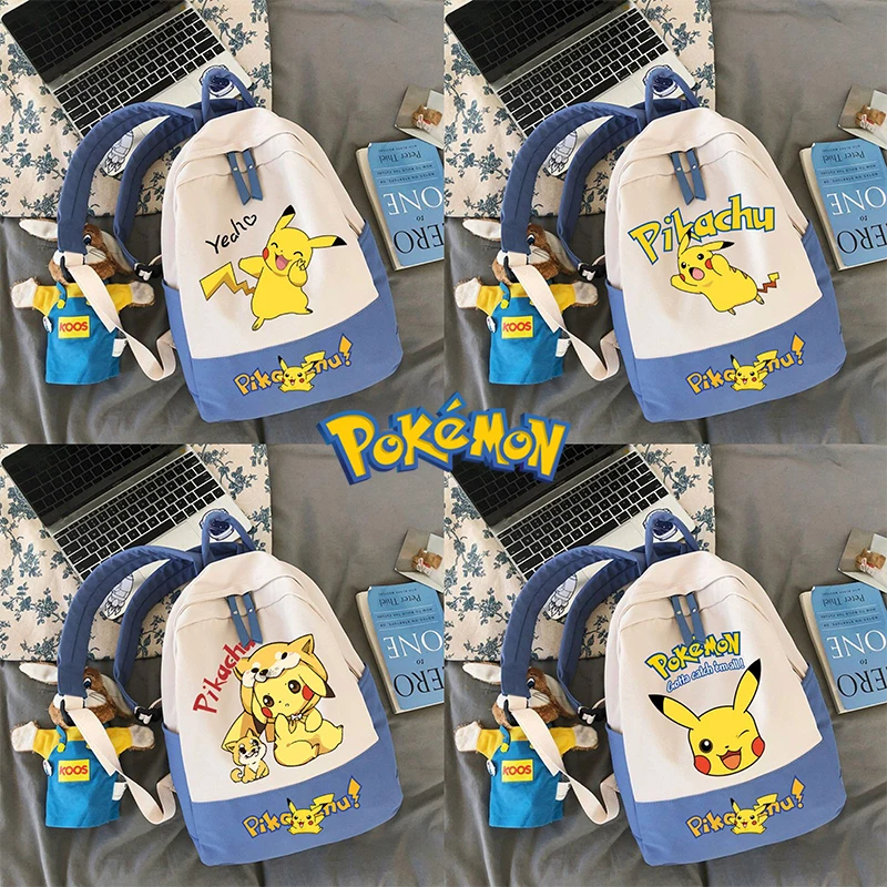 

Pokemon Students Schoolbags Anime Figure Pikachu Kawaii Ins Backpack Nylon Fabric Durable Backpack Kids Birthday Gifts Cute Bag