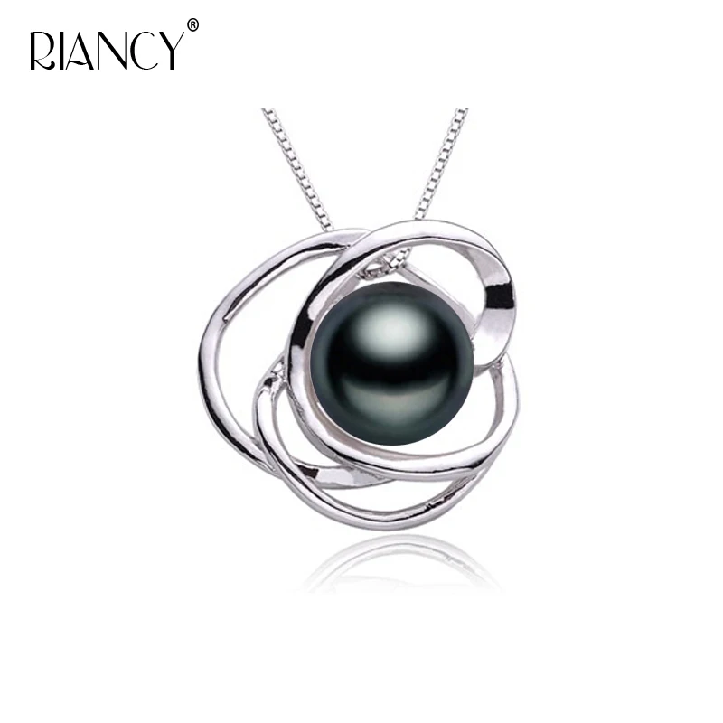 

Flower Natural black freshwater Pearl Pendant Pearl Necklace For Women Girl Gift