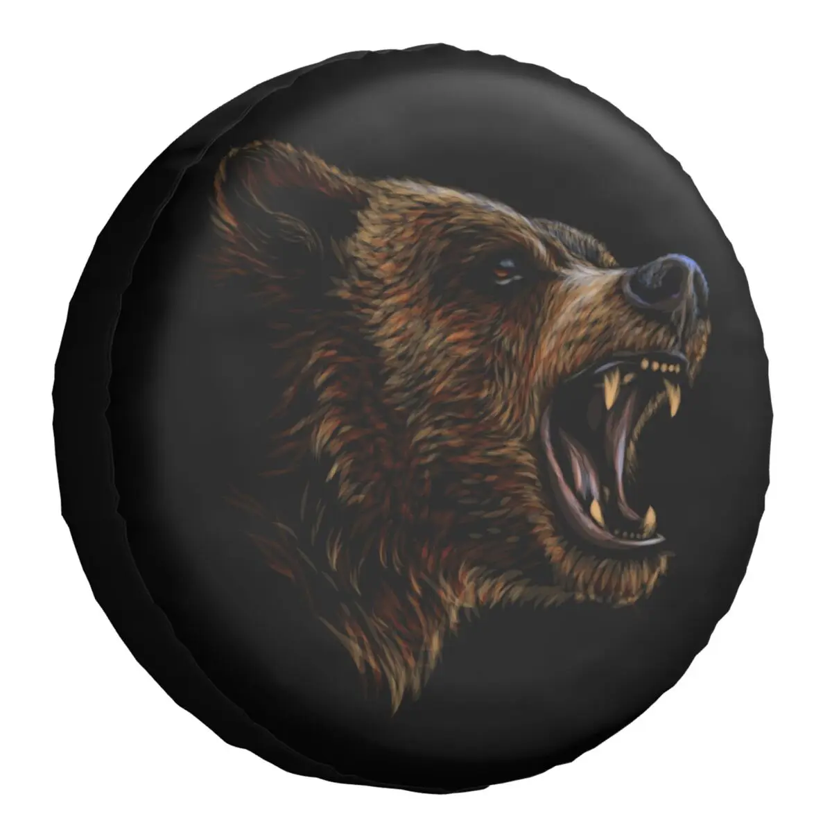 

Growling Angry Bear Spare Tire Cover Case Bag Pouch for Jeep Pajero Animal Car Wheel Protectors Accessories 14" 15" 16" 17" Inch