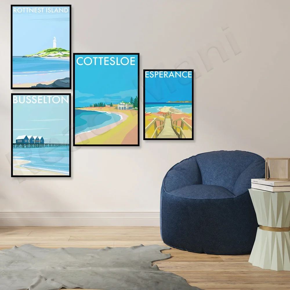 Синий лодочный домик Perth Crawley Edge Travel Cottesloe Beach Rottnest Island Busselton Pier Lucky Bay nne Printed P