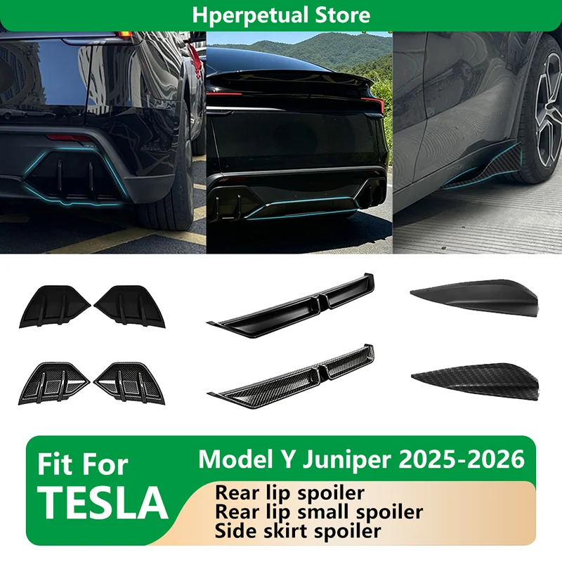 Фото ABS-спойлеры для Tesla Model Y Juniper 2025-2026: задний сплиттер, боковые спойлеры, малый задний спойлер. Автоаксессуары. №1