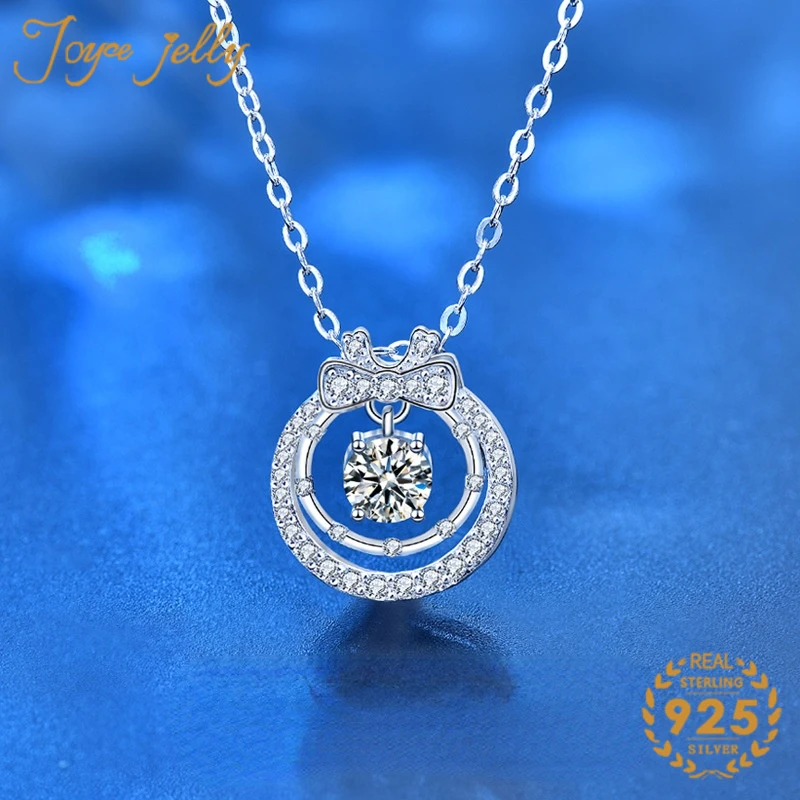 

JoyceJelly 925 Sterling Silver Double-layer Bowknot Collarbone Moissanite Necklace Women's Light Luxury Design Sense Pendant