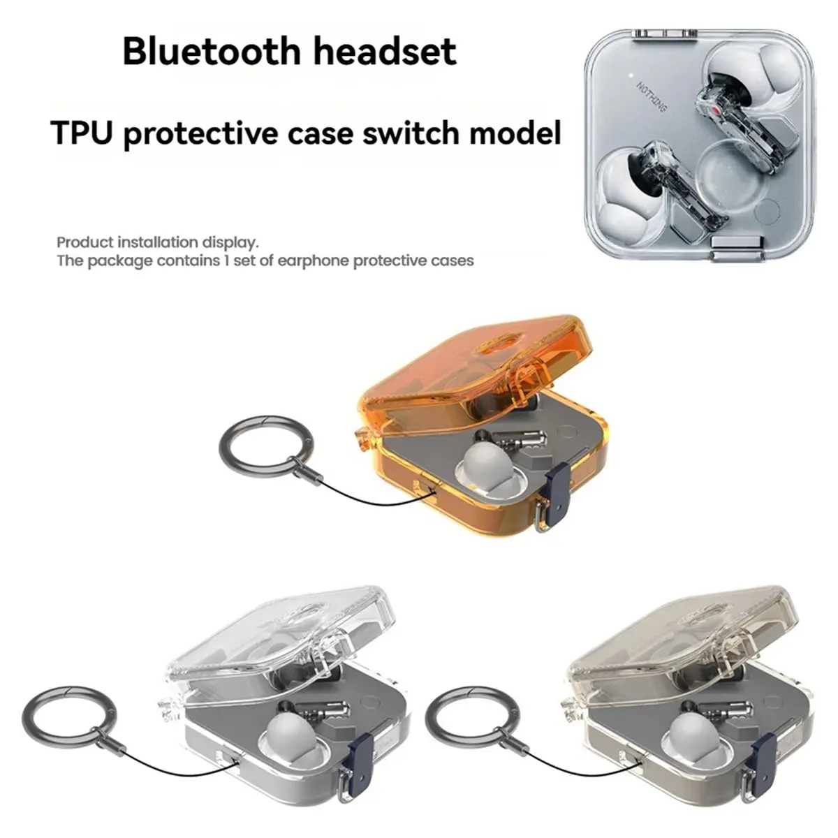Фото Чехол DTC6 для наушников Ear 3 Bluetooth, откидной чехол-флип, защитный чехол из ТПУ с защитой от случайного включения, модель C №5