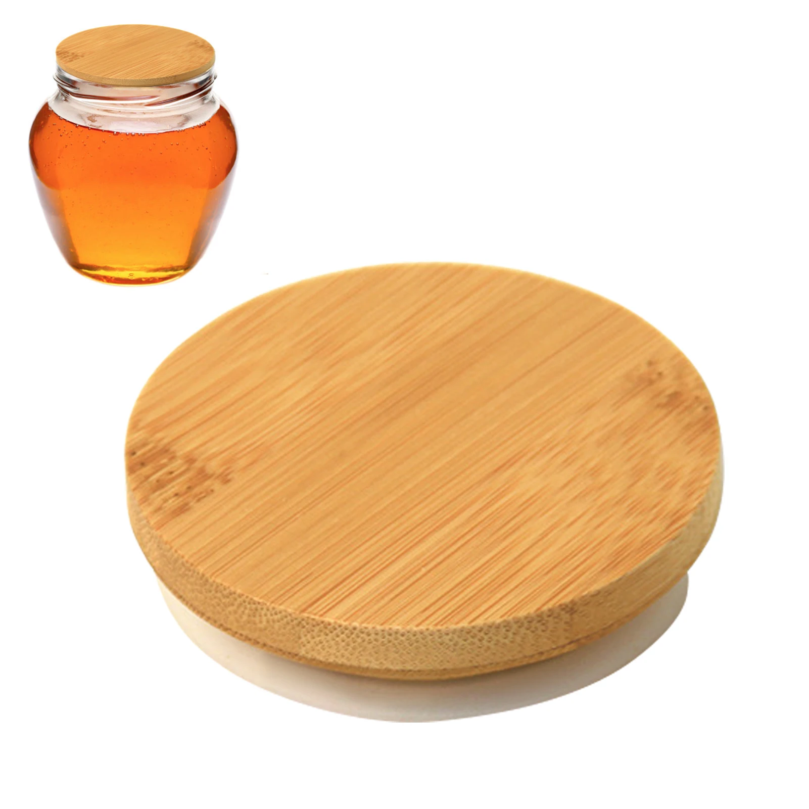 

Крышки для банок для йогурта, крышки из натурального бамбука для банок, 10 упаковок, деревянные герметичные крышки с силиконовыми уплотнител...