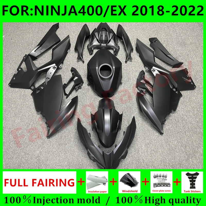 

Полный комплект обтекателей для мотоцикла, подходит для Ninja400 EX400 EX Ninja 400 2018 2019 2020 2021 2022 2023, обтекатель кузова, матовый черный